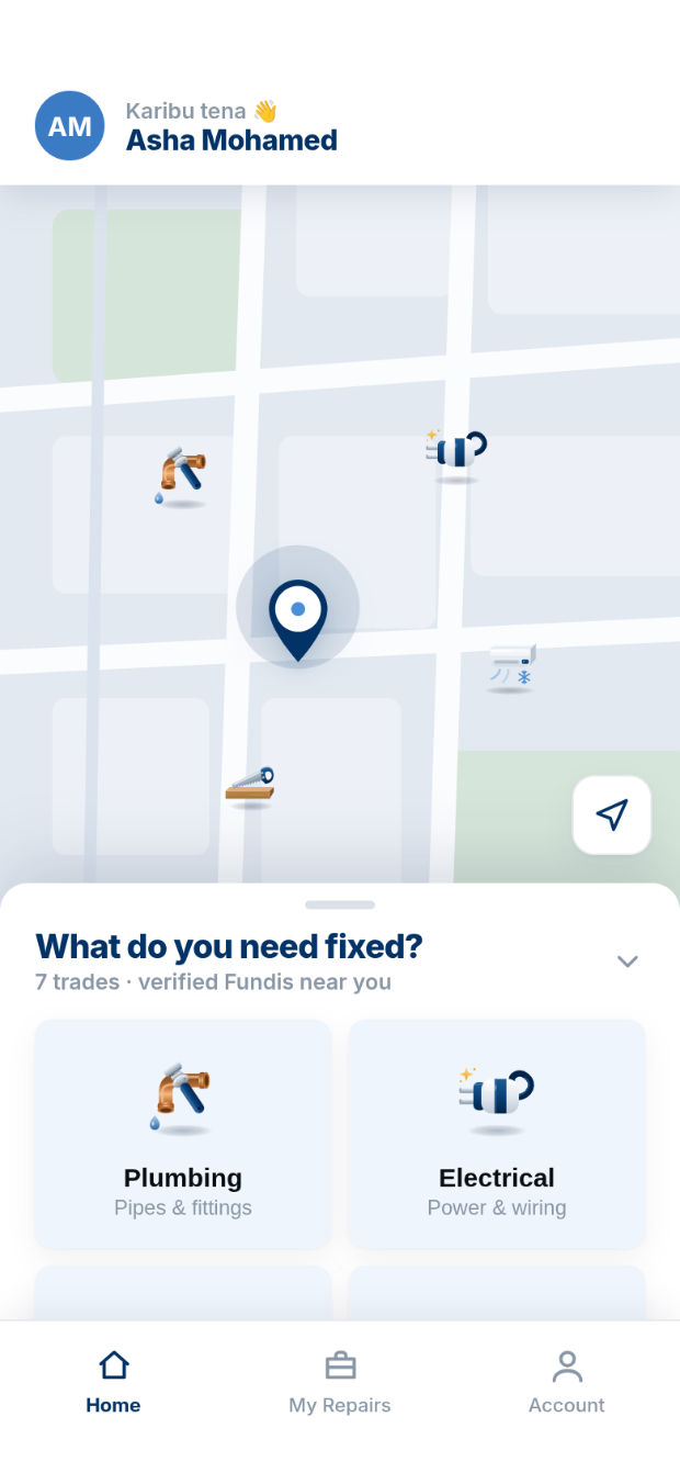 Customer home screen