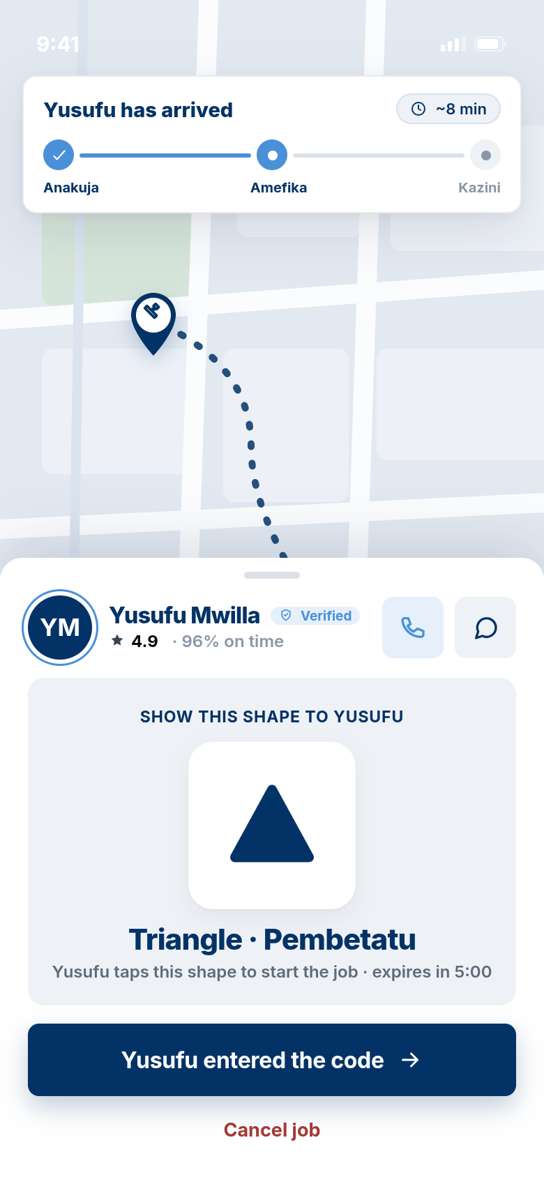 Live tracking screen